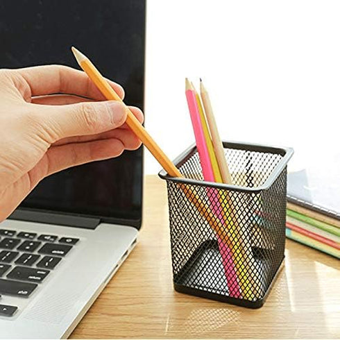 Mesh Pen Holder for Desk, Purple Square Pencil Cup Holder, Pens Organizer for Table Office/Home/School (2 x, Green)