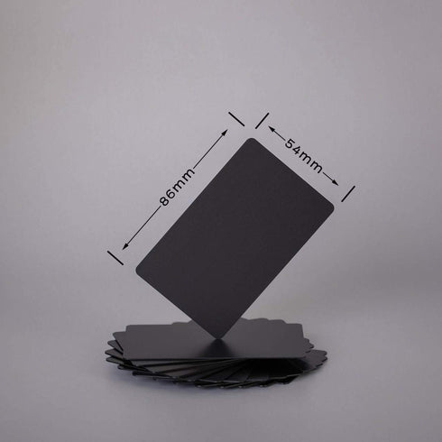 Thick Black Aluminum Business Cards, Anodized Aluminum 15 pcs with Protector Sleeves, 86 x 54 x 0.8mm (Frosted)