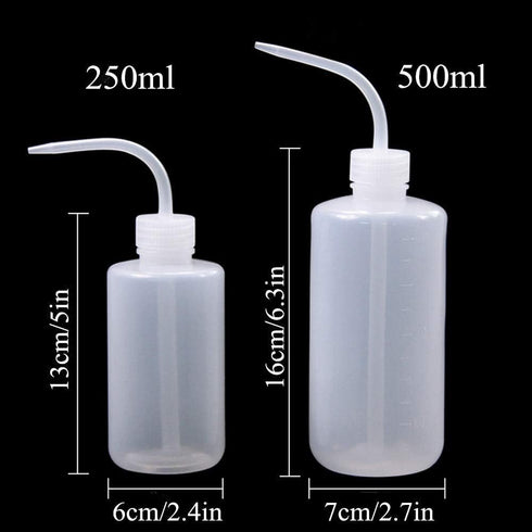 Wash Bottle 500ml and 250ml Narrow Mouth Squeeze Bottle Medical Lab Plastic Safety Squeeze Bottle No Spill Bend Mouth Watering Cans