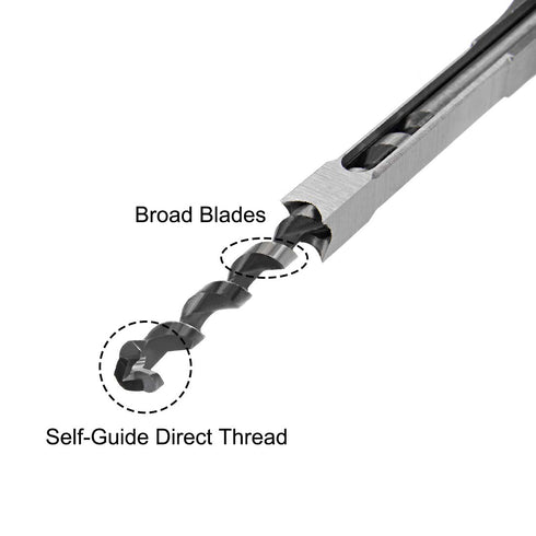 uxcell Square Hole Drill Bit, 5/16" High-Carbon Steel Hollow Chisel, 2 Pcs