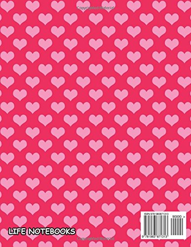 Notebook: Pink Hearts Pattern, Blank Unlined / Non-ruled Notebook - (Letter size 8.5 x 11 Inches) 100 Pages - 313