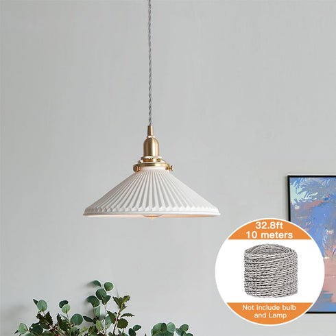 Helunsi 32.8ft Wire,182 18 2-Conductor Round Cloth Covered Fabric Covered Electrical Cord, Wire Gauge Rayon Covered