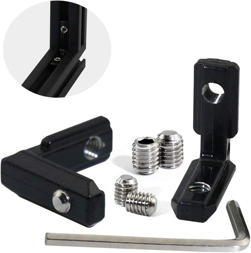 20pcs 2020 Series Black T Slot L-Shape Interior Corner Connector Joint Bracket with Screws and Wrench Tool
