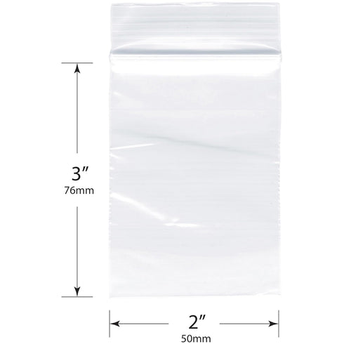 Plymor 2" x 3" Zipper Reclosable Plastic Bags, Pack of 500, 2 Mil