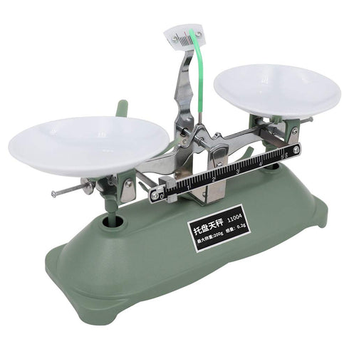 HHNIULI 200g Balance Scale for Classroom, Laboratory Mechanical Tray Balance Scale Laboratory Teaching Tool Tray Balance with Tweezers and Various Weights for Kids