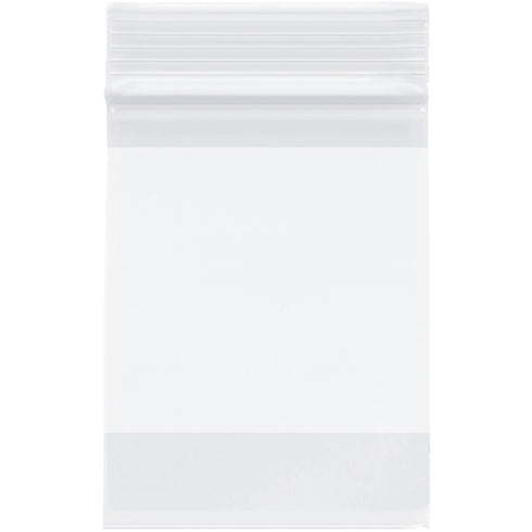 Plymor 3" x 4" Reclosable Plastic Bags with White-Block Zipper, 2 Mil, Pack of 500
