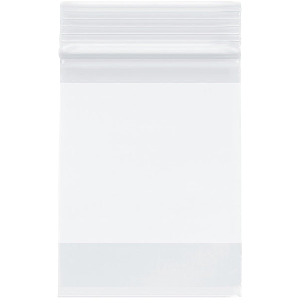 Plymor 3" x 4" Reclosable Plastic Bags with White-Block Zipper, 2 Mil, Pack of 500