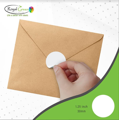 Royal Green Yellow Dot Stickers, 30mm, Great for Envelopes, Invitation Seals, Arts and Crafts, 750 Pack