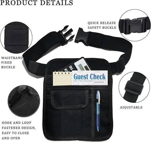 Adjustable Server Waist Pouch - Versatile Waitress Apron Bag