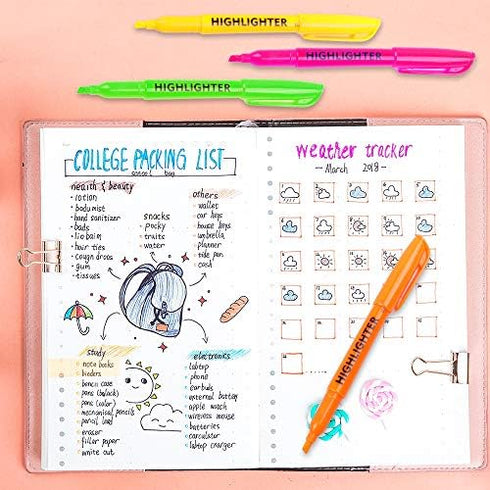 Lelix 30 Pack Highlighters, 10 Bright Colors, Chisel Tip Quick Drying for Back to School, Office, Home Highlighting