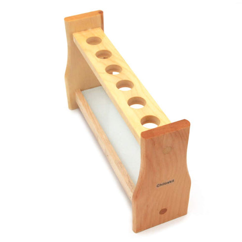 Chiloskit 21mm/0.81" Hole Wooden Test Tube Rack Holder for 25ml Test Tubes, 6 Slots, Lab Tube Racks