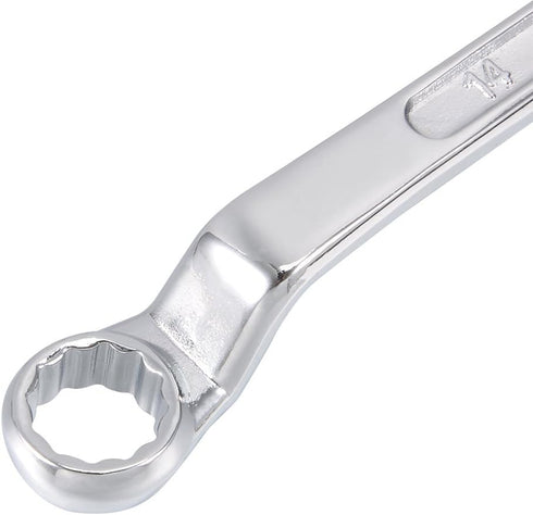 uxcell 14mm x 17mm Chrome Plated Metric 12 Point Offset Double Box End Wrench, Cr-V Steel