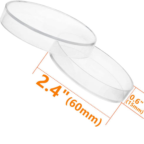 20 Pcs Plastic Petri Dishes with Lids, 60x15mm Sterile Culture Dishes