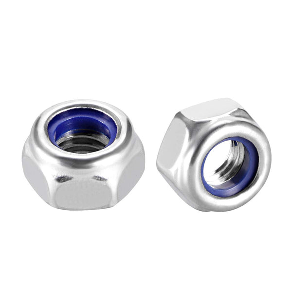 uxcell Hex Lock Nuts, M6 x 1mm, 304 Stainless Steel, 10Pcs Silver Tone