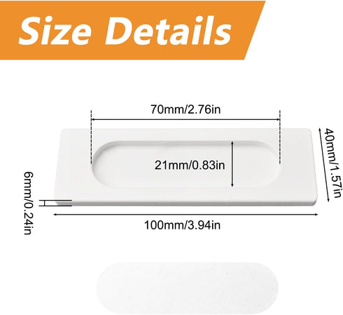 Self-Stick Rectangular Sliding Door Pulls, 2pcs Aluminum Alloy Hidden Recessed Pull Handle for Sliding Barn Door, Closet,Cabinet,Drawers (White, 100mm) by MOROBOR