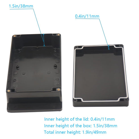Zulkit Junction Box ABS Plastic Dustproof Waterproof IP65 Electrical Boxes Project Enclosure with Fixed Ear Black 7.87
