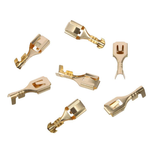 Copper Wire Terminal Gold Electrical Female Connector, Stamping Non Insulated Brass Crimp Connector Hardware Parts