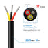 50FT 22AWG 22 Gauge 3 Conductor Electrical Wire, Black PVC Stranded Tinned Copper 3 Wire Cable, 22/3 Cord