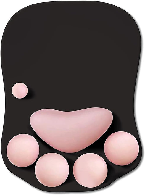 WESAPPINC Cat Paw Mouse Pad - Soft Silicone Wrist Support Ergonomic Non-Slip Mousepad for Office (Black Cherry)
