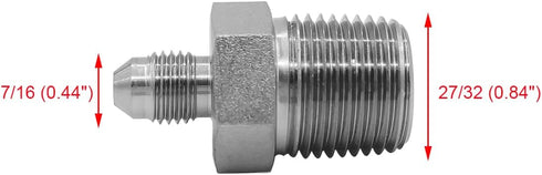 (2-PACK) 2404-04-08 Hydraulic Hose Adapter Fitting 1/4" Male JIC 37° Flare (7/16"-20UNF) × 1/2" Male (1/2"-14NPTF) SAE Straight Pipe Joints Tube Connector Carbon Steel