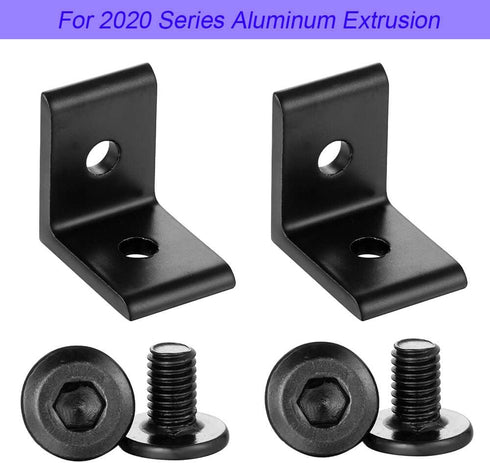 10 Sets 2020 Corner Bracket Connectors for 2020 Series Aluminum Extrusion Profile Accessories (L Black)