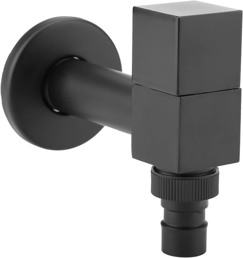 Zerodis Black Copper Handle Washing Machine Faucet, Wall Mount Laundry Cold Water Tap with Built-in Bubbler