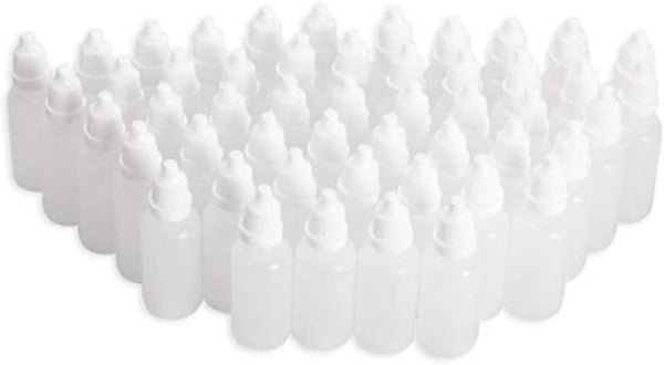 50PCS 15ml/0.5oz Empty Refillable Clear Plastic Dropping Bottles, Portable Squeezable Dropper Container with Caps