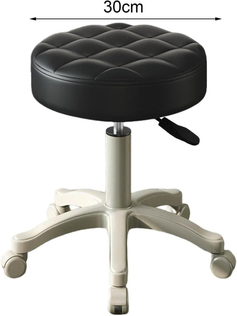 funrautz 360-Degree Armless Height Adjustable Rolling Stool with Wheels, Backless Swivel Chair with Faux Leather
