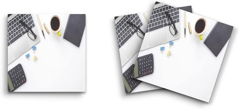 Butler in the Home Sticky Notes 12 Pack 3"x3" 50 Sheets/Pad, Office Desk Scene - Laptop, Coffee, Calculator, Glasses