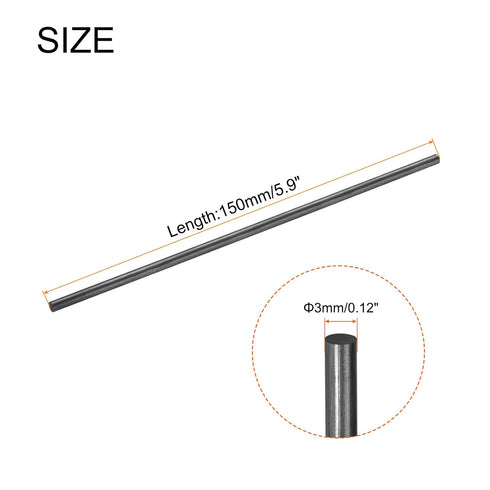 MECCANIXITY 12 Pack Carbon Fiber Rod, 3mm x 150mm for RC Plane DIY Tool Wing Tube Quadcopter Arm