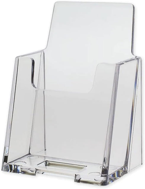 Premium Vertical Clear Business Card Holder, Slant Back