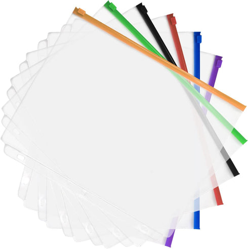 YoeeJob 30 Packs Binder Pockets for 3 Ring, Clear Zipper Binder Inserts for Office, School File Organization