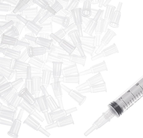 BENECREAT 100pcs Syringe Tip Adapters, White Plastic Transfer Dispenser for Syringe Tip Adapter Converter