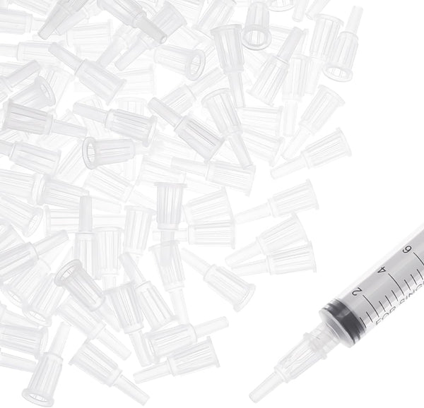 BENECREAT 100pcs Syringe Tip Adapters, White Plastic Transfer Dispenser for Syringe Tip Adapter Converter