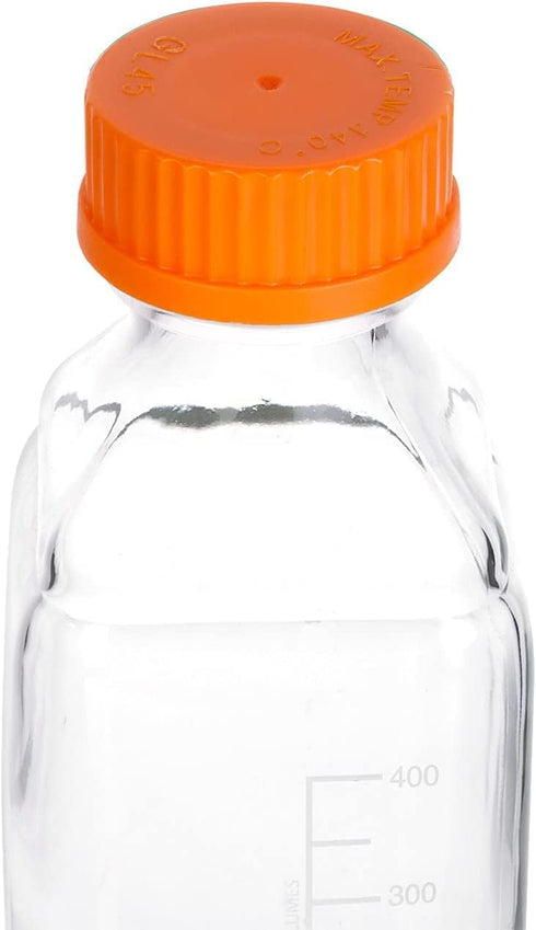 Lab Media Storage Square Bottles with GL45 Screw Cap, Leakproof for Scientific Use, Pack of 8 (500ml)