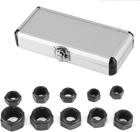 10Pcs Damaged Screw Extractor Set & Bolt Extractor Set, Nut Remover Tool for Remove the Rusty and Stubborn Sockets, Nuts and Bolts, Chrome-Molybdenum Steel with Storage Case (Carbon Steel Short)