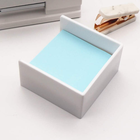 White Memo Holder, 3 x 3 PS Notepad Organizer, Sticky Notes Cube Holder for Home and Office