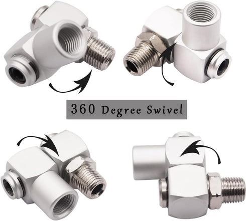 4PCS 1/4Inch NPT Air Tool 360 Degree Swivel Fitting, Portable Air Tool Adapter, Air Hose Connector