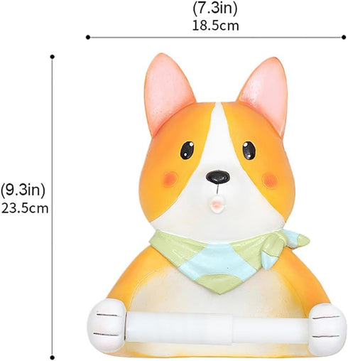 SHINEOFI 1Pc Corgi Design Wall Mounted Tissue Storage Rack Cute Cartoon Toilet Paper Holder for Home Decor