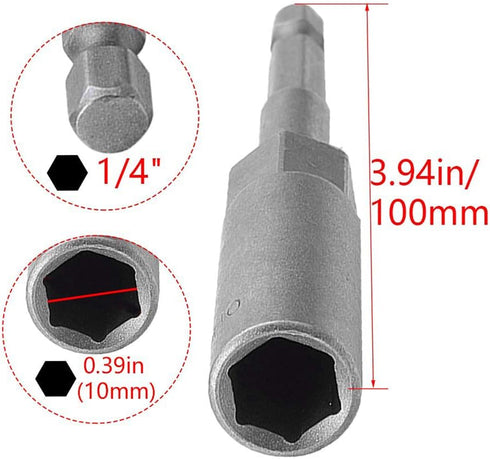 Utoolmart 1/4" Quick-Change Hex Shank 10mm Nut Setter Driver Drill Bit, 100mm Length, Metric No-magnetic 1 Pcs by Utoolmart