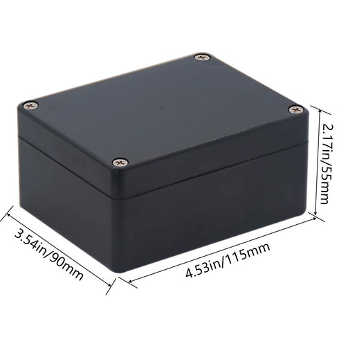2 Pack Project Box IP65 Waterproof Junction Box ABS Plastic Black Electrical Boxes DIY Electronic Project Case Power Enclosure 4.53"x3.54"x2.17"(115x90x55mm)