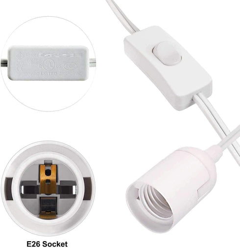20 E26 Bulb Simple Deluxe Feet Lamp Cord Extension Pendant Light Hanging Lantern Socket (No Included), White