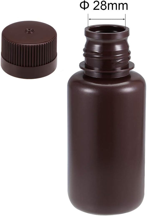uxcell 250ml/8.5oz Plastic Lab Chemical Reagent Bottle, Small Mouth Liquid Storage Container, Brown 2pcs