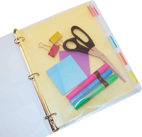 YoeeJob 60 Packs Binder Pockets for 3 Ring, Plastic Clear Zipper Binder Inserts, Bulk for Office, School