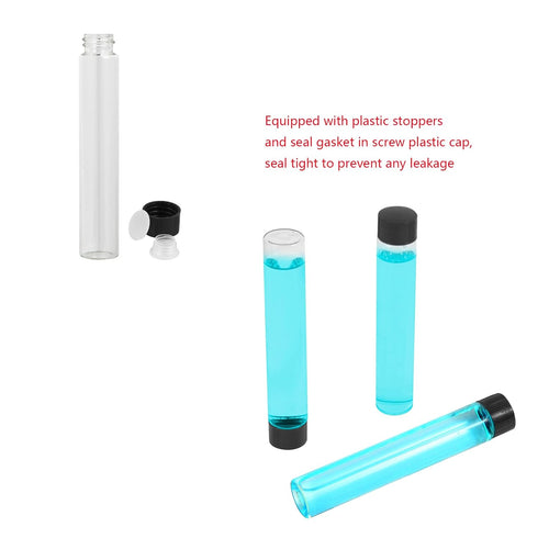 30ml Clear Glass Vials with Screw Caps and Plastic Stoppers, Small Liquid Sample Vial, Test Tubes, Leak-Proof Vial, 12PCS