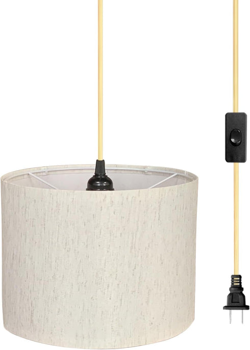 15FT ZSLAIFU Plug in Pendant Light, Hanging Lamp with Switch, Flaxen Hanging Lights with Plug in Cord, Pendant Lamp