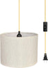 15FT ZSLAIFU Plug in Pendant Light, Hanging Lamp with Switch, Flaxen Hanging Lights with Plug in Cord, Pendant Lamp