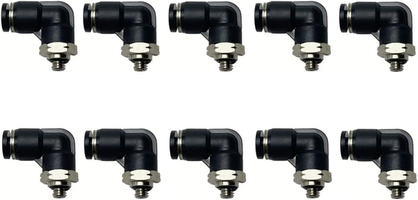 Pneumatic Male Elbow 1/8 Inch OD Tube x 10-32 UNF Push to Connect Fittings PL1/8-U10(Pack of 10) by VETLEY