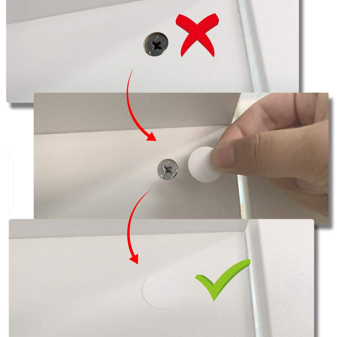 Self-Adhesive Screw Hole Stickers, 384pcs 0.59inch/15mm Dust Proof Caps for Wood Screws in White