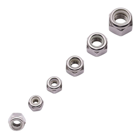 #10-24 inch Nylon Insert Hex Lock Nuts (50 Pack), 304 Stainless Steel (18-8), Corrosion-Resistant Hex Lock Nuts with